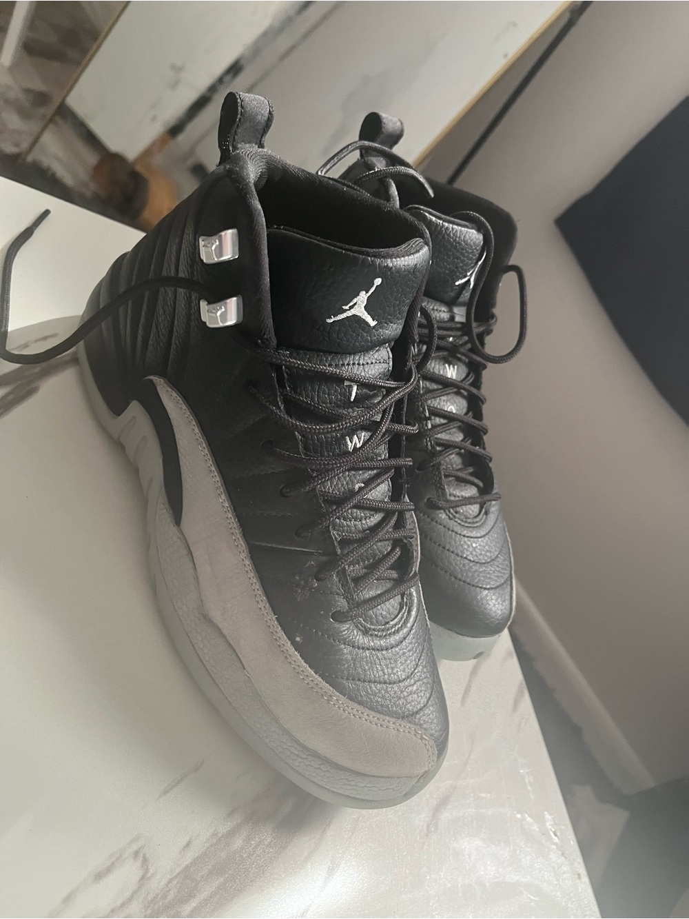 Jordan Men's Black and Grey High-Top Basketball Sneakers